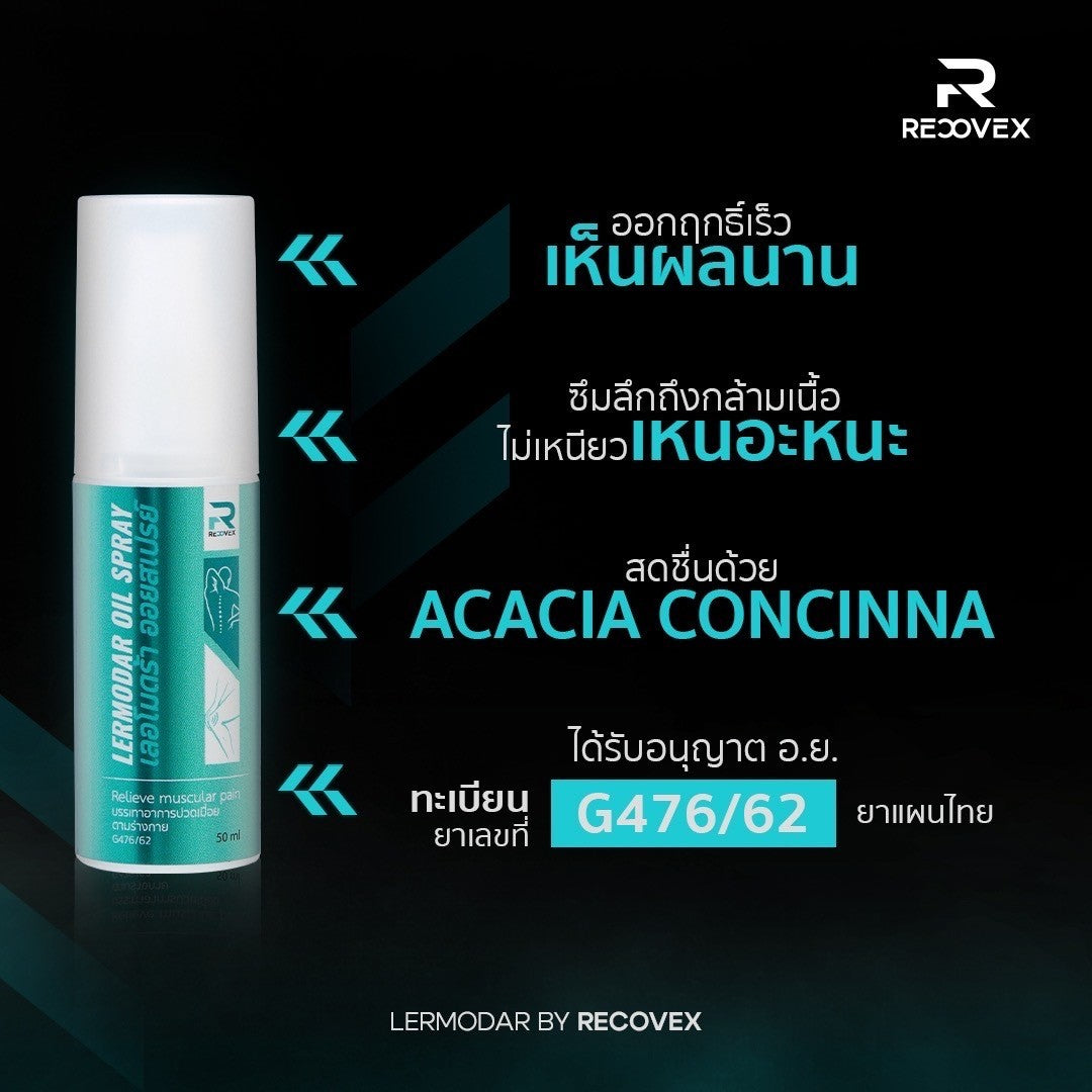 Lermodar Oil Spray สเปย์ร้อนบรรเทาอาการปวดกล้ามเนื้อ