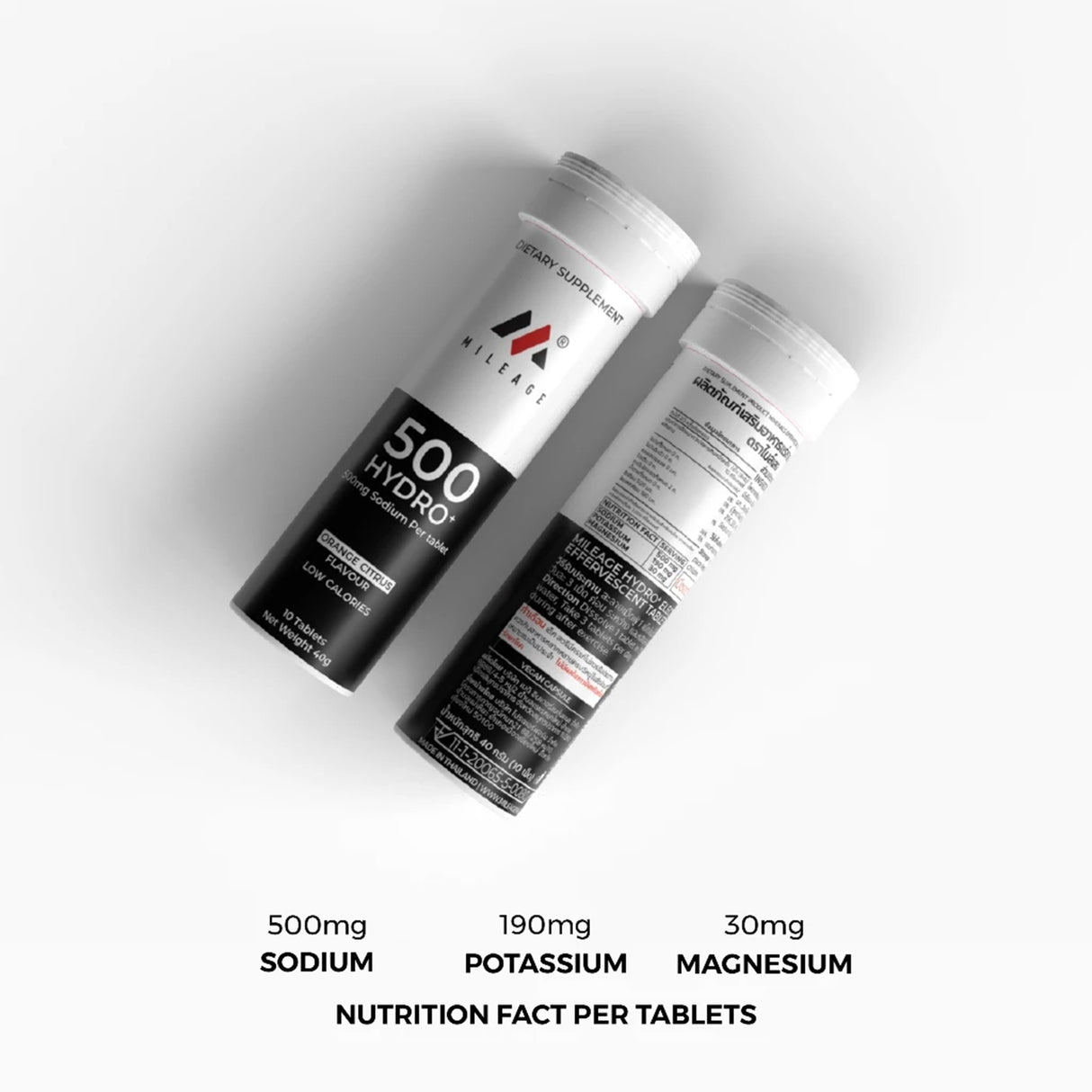 MILEAGE 500 HYDRO+ EFFERVESCENT TABLETS #10TABLETS