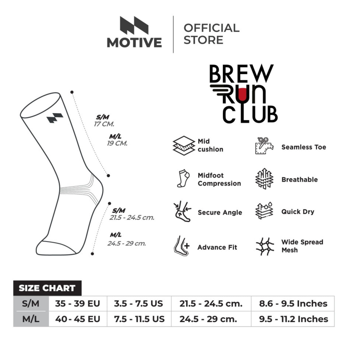 MOTIVE SOCK ULTRA SPEED - CREW #BREW RUN CLUB 2025 EDITION