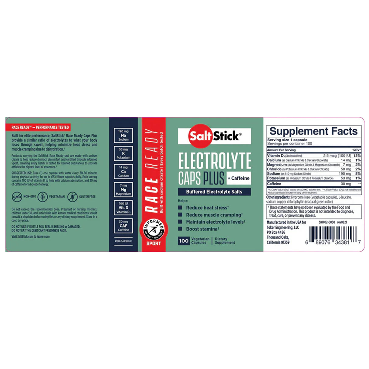 SALTSTICK ELECTROLYTE CAPS Plus 4ct, anti-cramp sachet