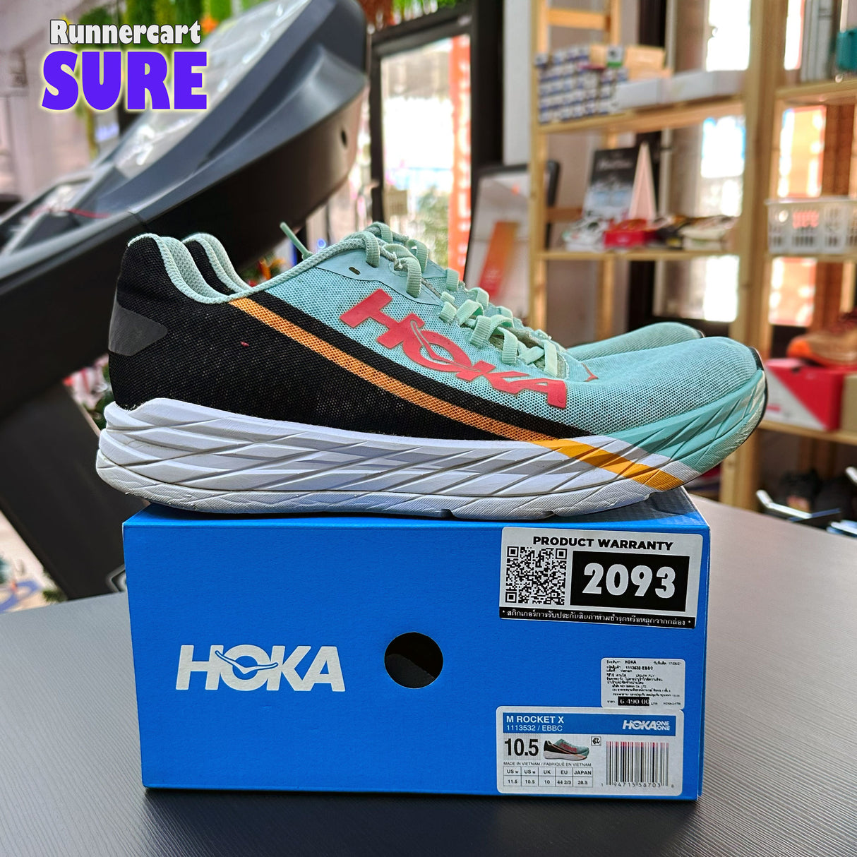 Sure_ Hoka Rocket X (Eggshell Blue/Black),Size 10.5US