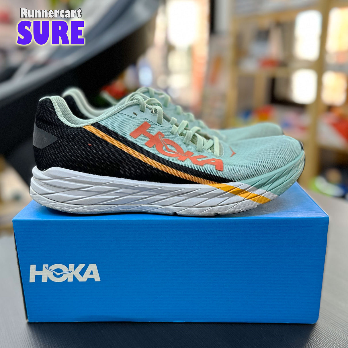 Sure_ Hoka Rocket X (Eggshell Blue/Black),Size 10.5US