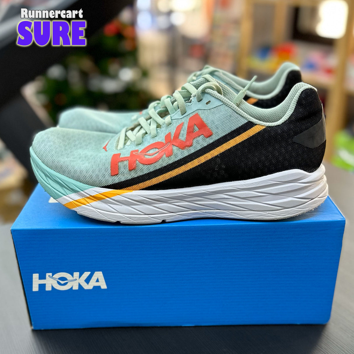 Sure_ Hoka Rocket X (Eggshell Blue/Black),Size 10.5US