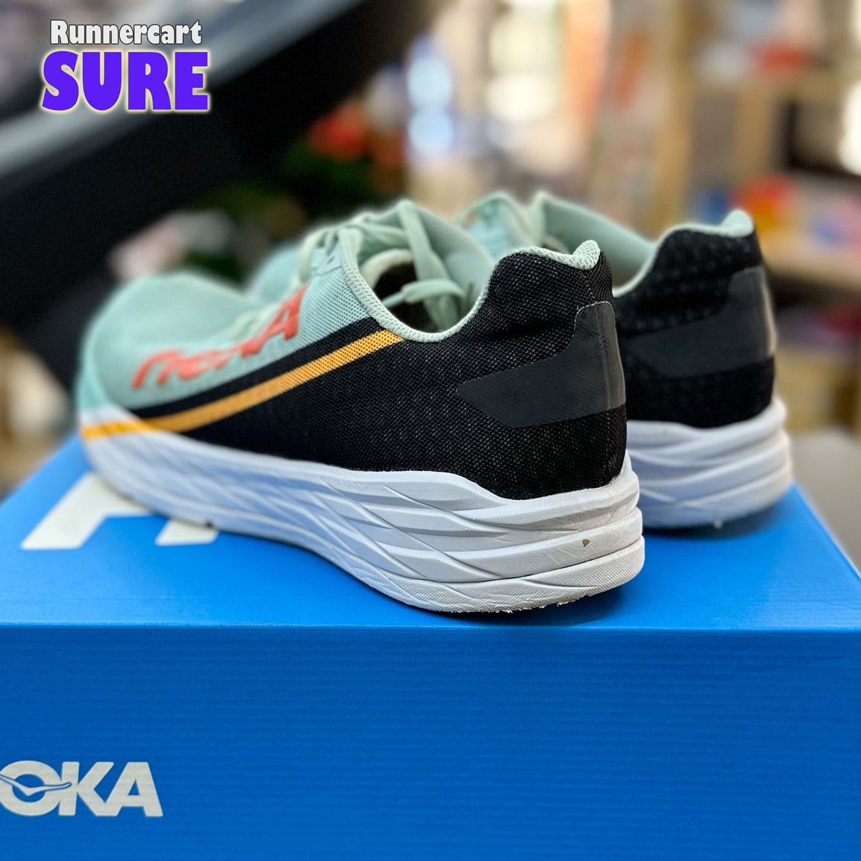 Sure_ Hoka Rocket X (Eggshell Blue/Black),Size 10.5US