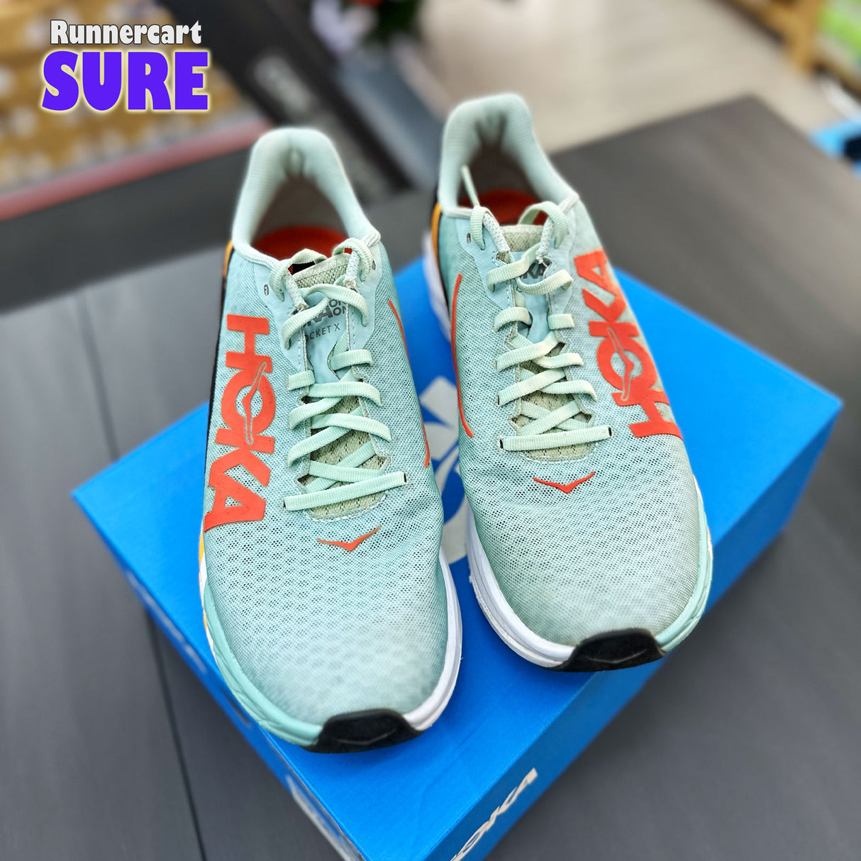 Sure_ Hoka Rocket X (Eggshell Blue/Black),Size 10.5US