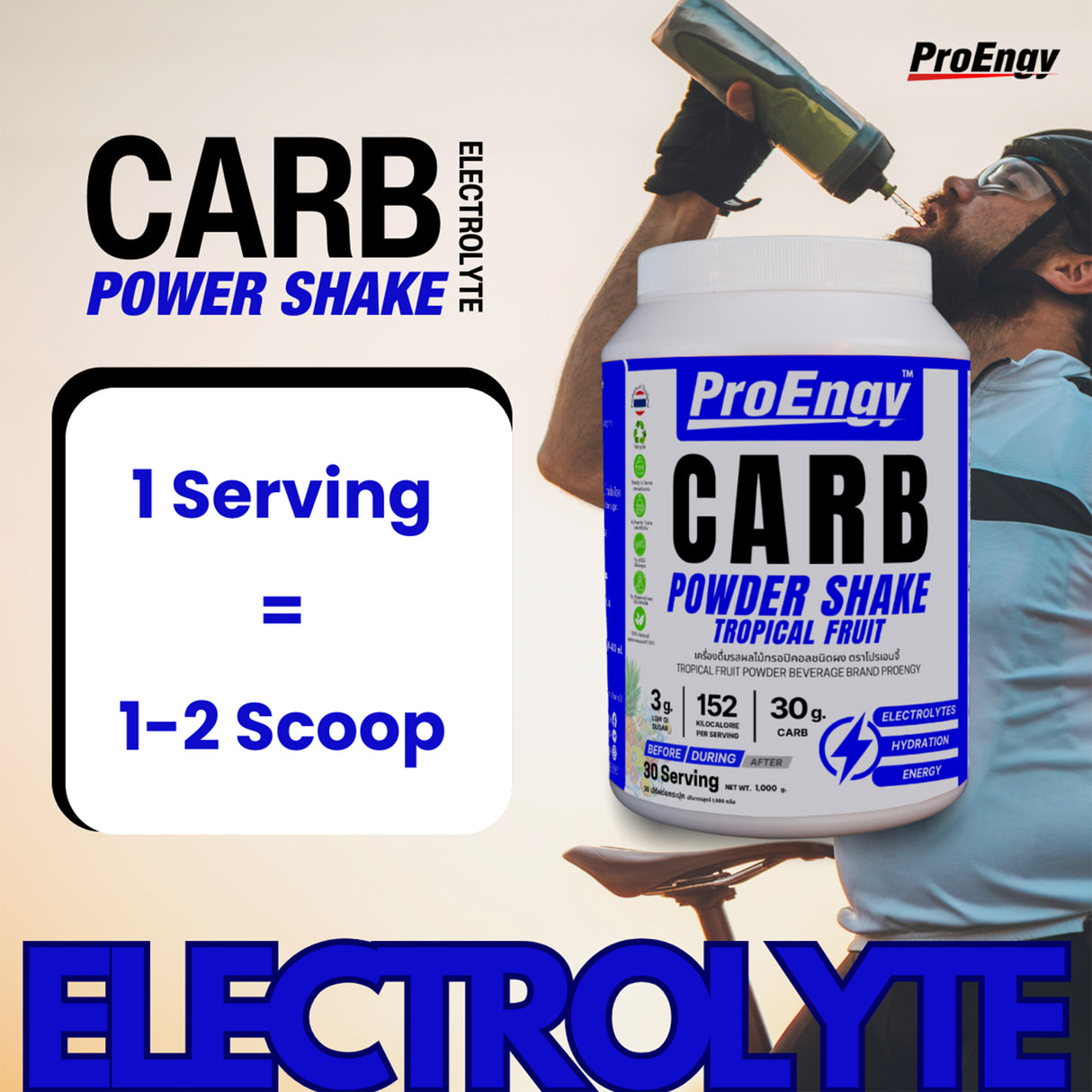 PROENGY CARB POWDER SHAKE + ELECTROLYTE 1000g.