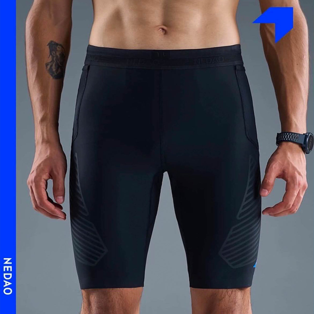 NEDAO MEN'S POWERCORE COMPRESSION HALF TIGHTS